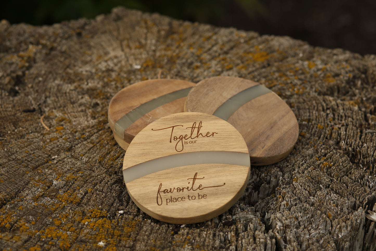Acacia Wood & Resin Coasters (Set of 4)