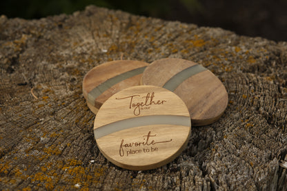 Acacia Wood & Resin Coasters (Set of 4)