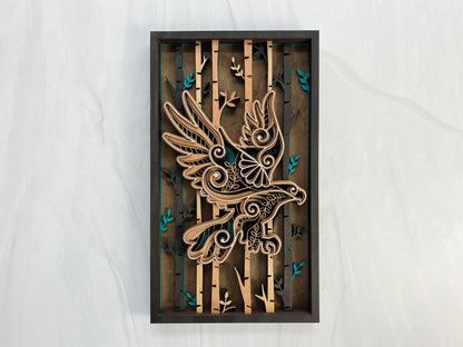 Handcrafted 6-Layer Eagle Wall Art