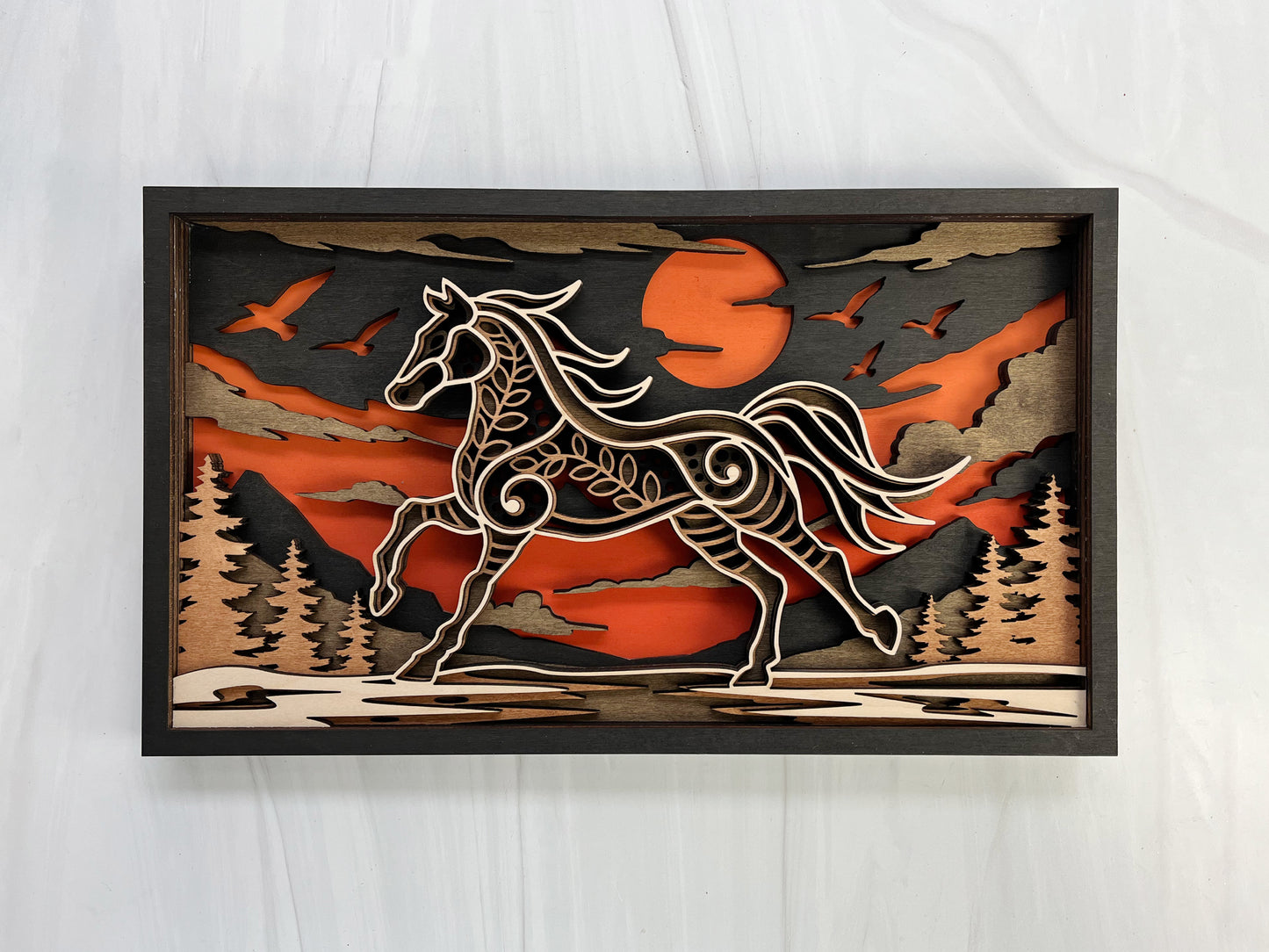 Handcrafted 6-Layer Horse Wall Art