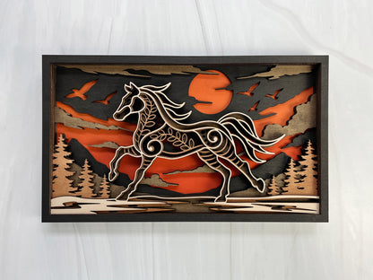 Handcrafted 6-Layer Horse Wall Art