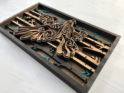 Handcrafted 6-Layer Eagle Wall Art