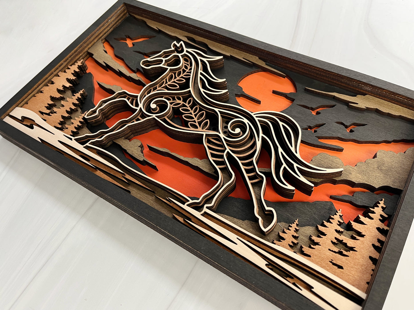 Handcrafted 6-Layer Horse Wall Art
