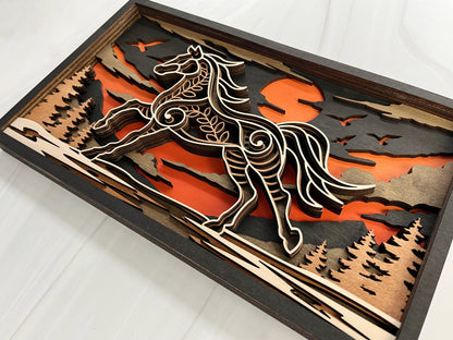 Handcrafted 6-Layer Horse Wall Art