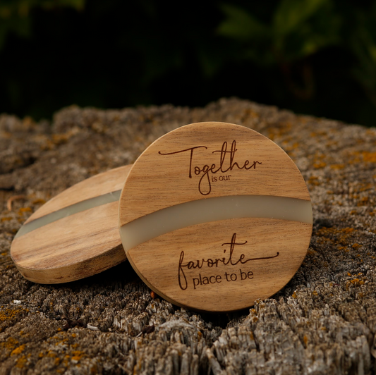 Acacia Wood & Resin Coasters (Set of 4)